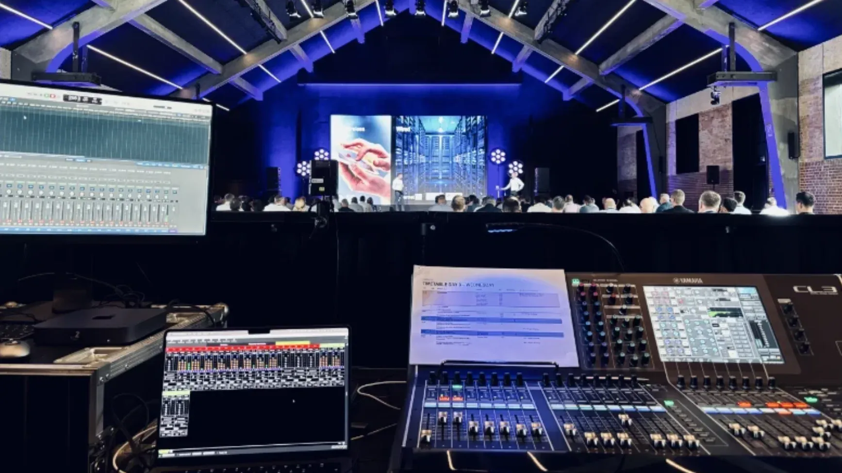 Live sound mixing console at concert